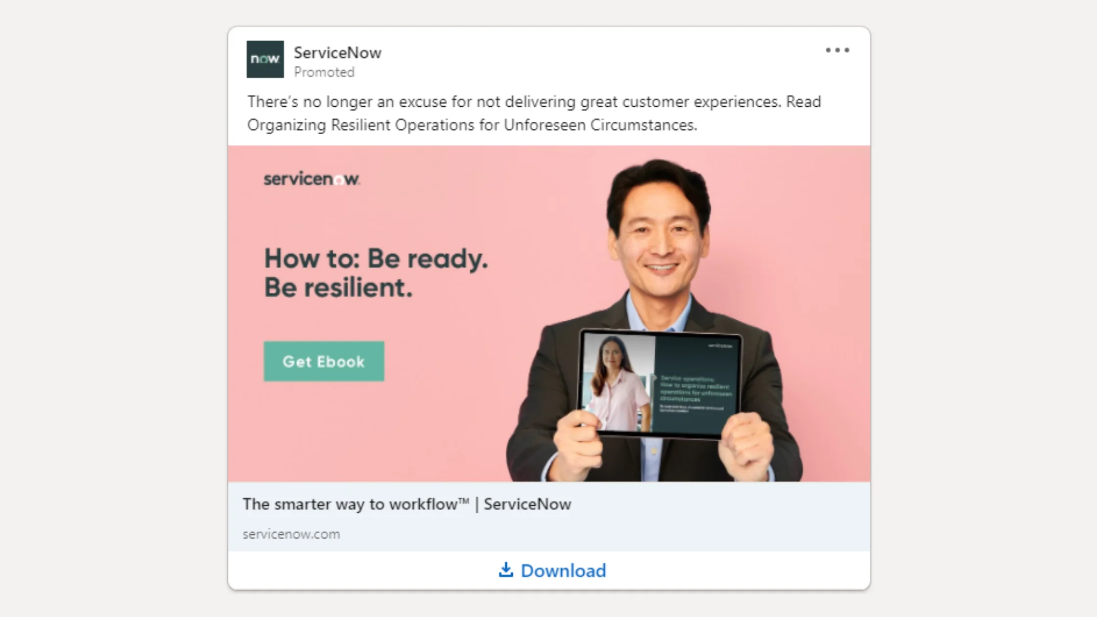 LinkedIn Anzeige Beispiel ServiceNow