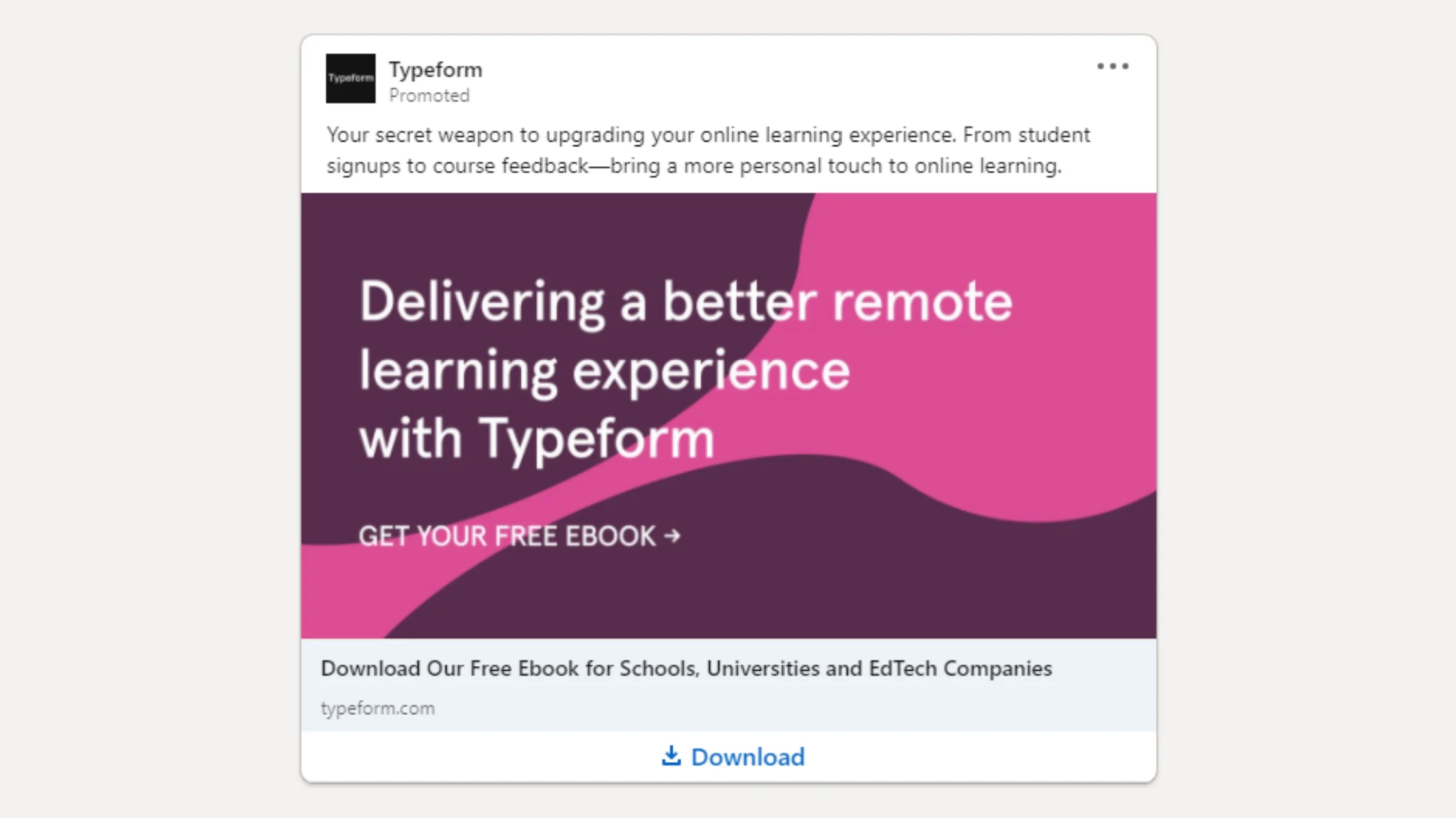 LinkedIn Anzeige Beispiel Typeform